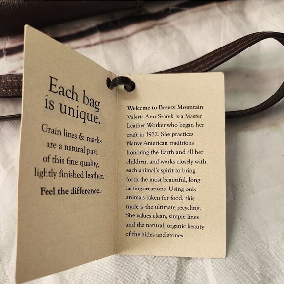 Handmade Leather Walkabout Bag With Stone Inlay Breezy Mountain Leather NWT - Picture 7 of 8